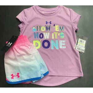 NWT Under Armour Glitter Athletic Set Girls Size 4